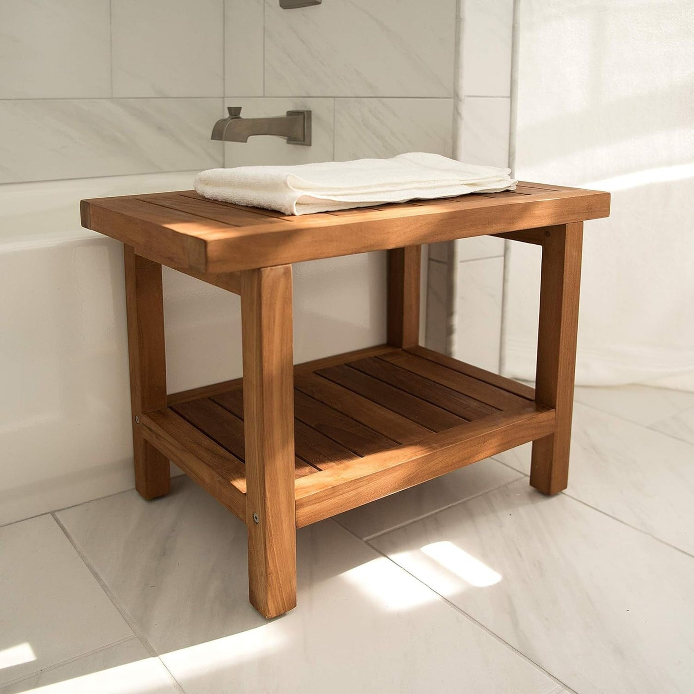 Aurora Home Indonesian Teak Shower Table/Bench
