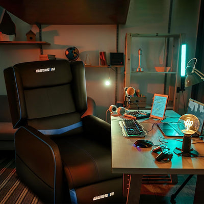 BOSSIN PU Leather Ergonomic Gaming Single Recliner Seating Sofa for Living Room