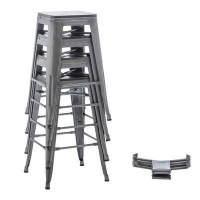 Bar Stools With Back set of 4 Industrial Metal Barstools with Wooden Seats