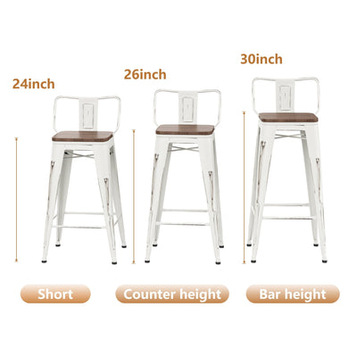 Bar Stools With Back set of 4 Industrial Metal Barstools with Wooden Seats