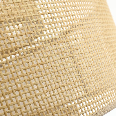 Bayou 5-Light Black Coastal Drum Chandelier with Double Rattan Shade - 24''W