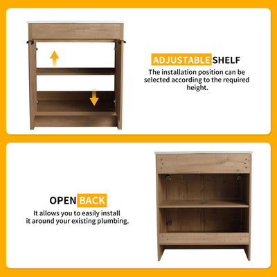 Beingnext 24/30/36 Bathroom Vanity with Sink, Freestanding Bathroom Vanity with Soft Close Door and Adjustable Shelf