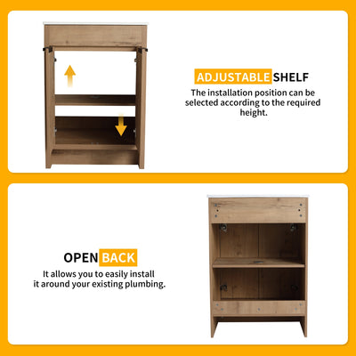 Beingnext 24/30/36 Bathroom Vanity with Sink, Freestanding Bathroom Vanity with Soft Close Door and Adjustable Shelf