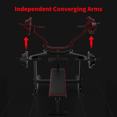 Zenova Bench Press Set Chest Press Machine with Independent Converging Arms and Dumbbell Rack