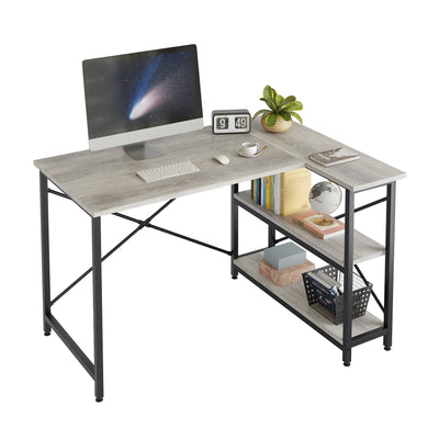 Small L Shaped Desk with Storage Shelves Corner Computer Desk