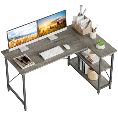 Small L Shaped Desk with Storage Shelves Corner Computer Desk