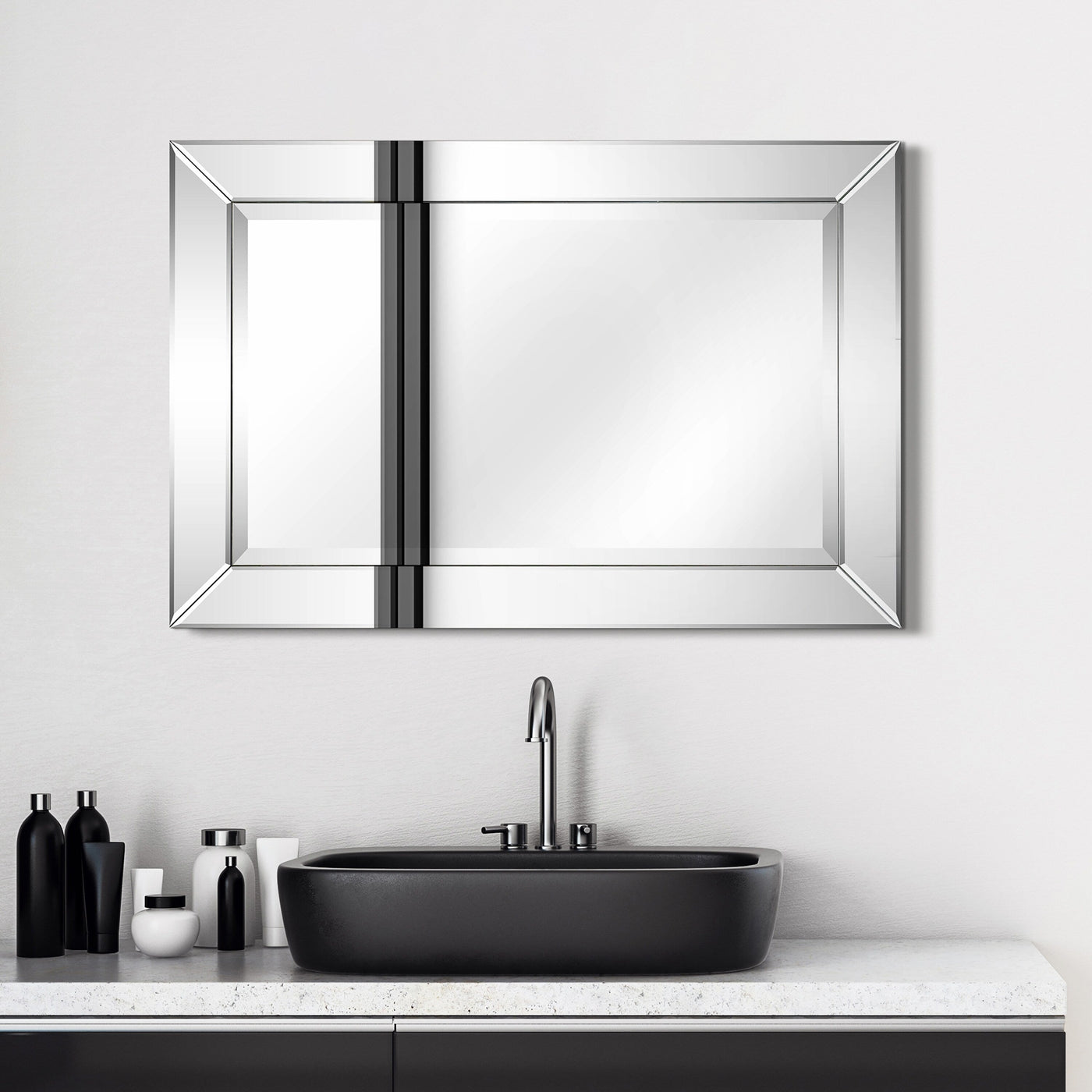 Beveled Rectangular Clear HD Wall Mounted Mirror for Bathroom, Vanity, Bedroom Mirrors, 3 sizes