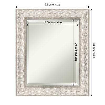 Beveled Wood Bathroom Wall Mirror - Trellis Silver Frame - Trellis Silver