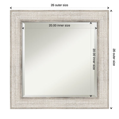 Beveled Wood Bathroom Wall Mirror - Trellis Silver Frame - Trellis Silver