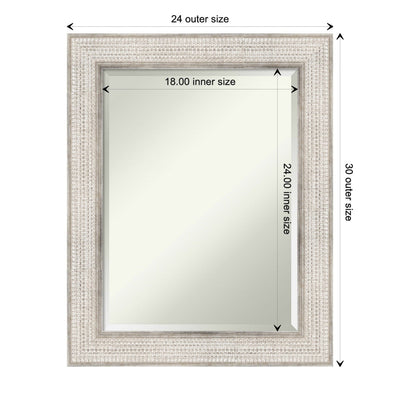 Beveled Wood Bathroom Wall Mirror - Trellis Silver Frame - Trellis Silver