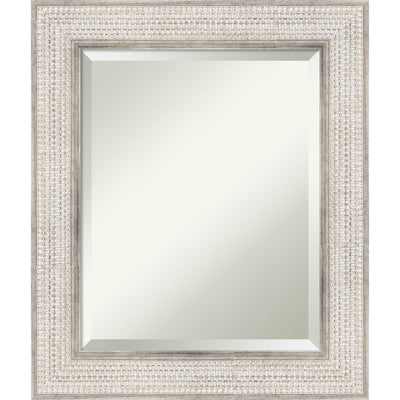 Beveled Wood Bathroom Wall Mirror - Trellis Silver Frame - Trellis Silver