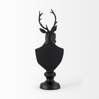 Black Resin Suited Deer Bust Sculpture - 6 W x 8 D x 23 H