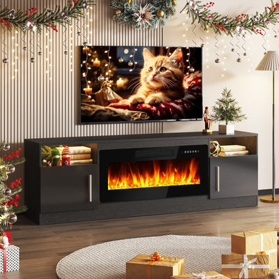 Bossin 70 Fireplace TV Stand with 36 Electric Fireplace, TV Stand for TVs Up to 80, 16 Colors LED Lights/Entertainment Center