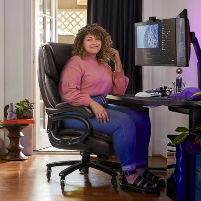 Bossin Big and Tall Executive Office Chair,500LBS Adjustable Lumbar Support Ergonomic Chair with High Back PU Leather Computer