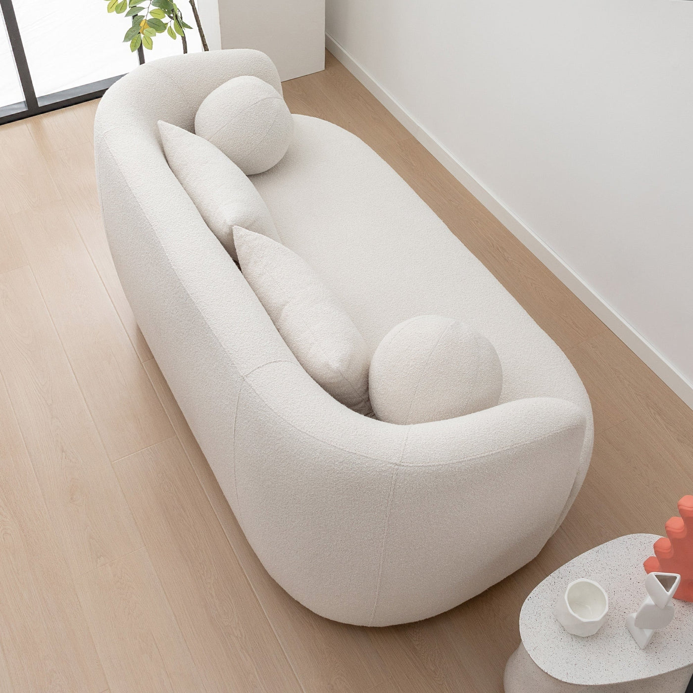 KINWELL Boucle Upholstered 2-Seats Loveseat with Pillows