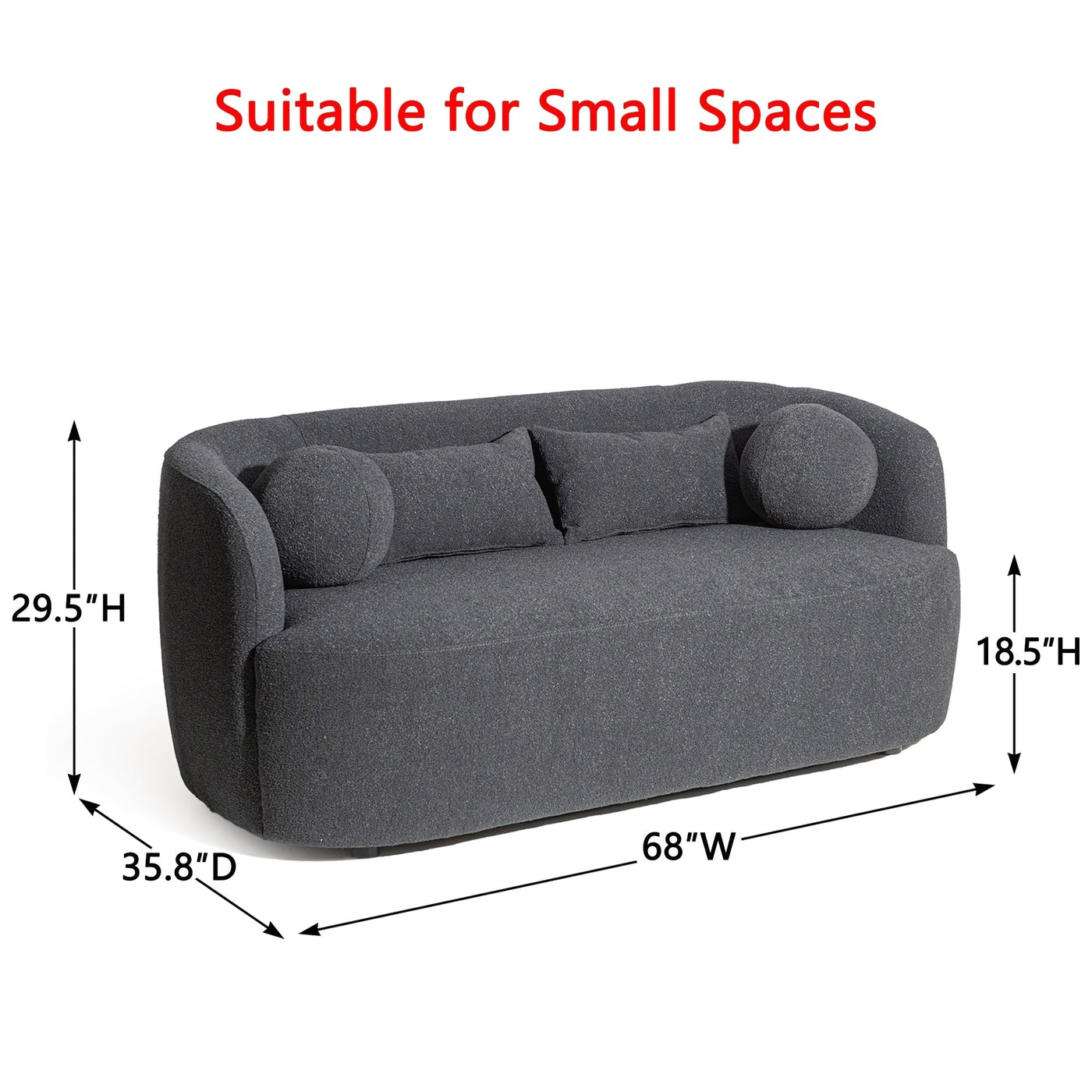 KINWELL Boucle Upholstered 2-Seats Loveseat with Pillows