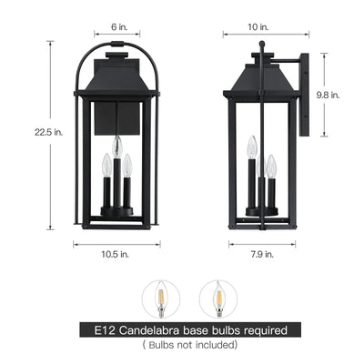 Brits Black Outdoor Wall Lantern Sconce Light