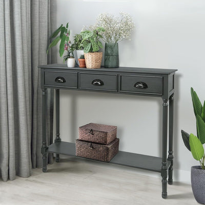 Burlington Wood 3-drawer Console Hallway Table