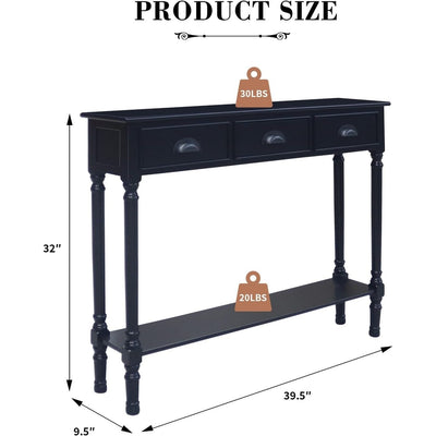 Burlington Wood 3-drawer Console Hallway Table