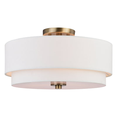 Burnaby Mid-Century Modern Ceiling Mount Light White Linen Drum Shade