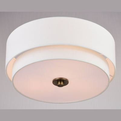 Burnaby Mid-Century Modern Ceiling Mount Light White Linen Drum Shade