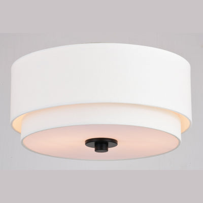 Burnaby Mid-Century Modern Ceiling Mount Light White Linen Drum Shade