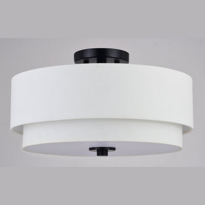 Burnaby Mid-Century Modern Ceiling Mount Light White Linen Drum Shade