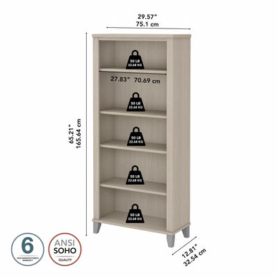 Bush Furniture Somerset Tall 5 Shelf Bookcase with Adjustable Shelves