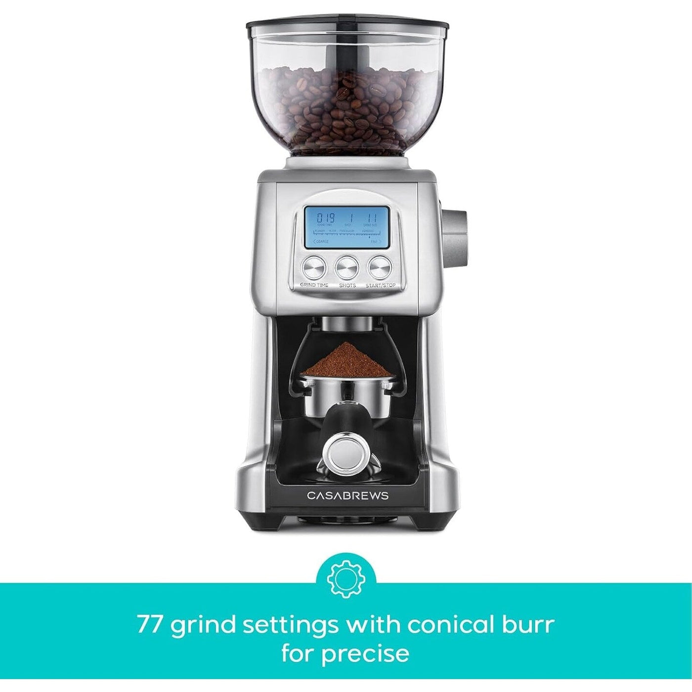 CASABREWS Tornado Electric Coffee Grinder Conical Burr Silver - N/A