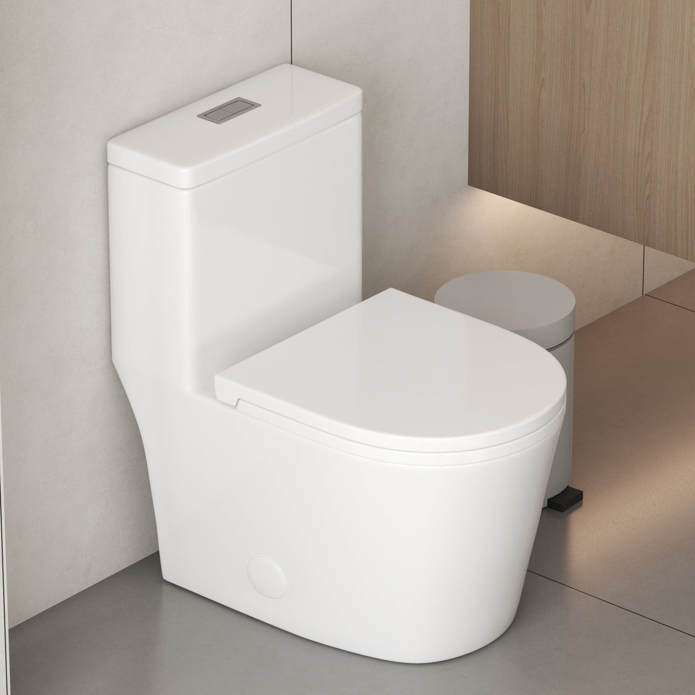 CB HOME 24'' Small Compact One Piece Toilet, Dual Flush Modern Siphon Short Toilet with Soft Closing Seat,16.5''Comfort Height