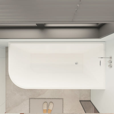 CB HOME 59''/67'' Freestanding Acrylic Soaking Bathtubs, Soaking Tubs Single Side Against The Wall, Left/Right Overflow