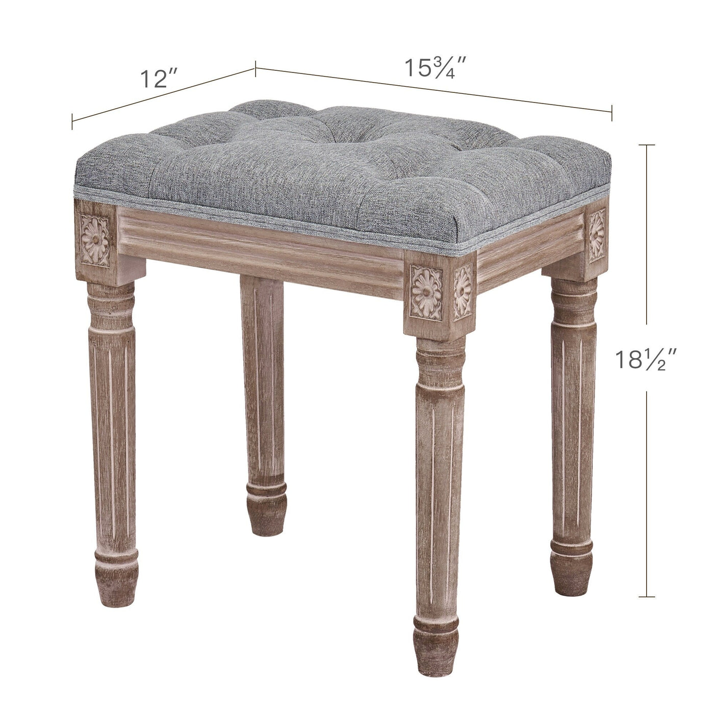 CO-Z French Vintage Upholstered Foot Stool and Vanity Stool