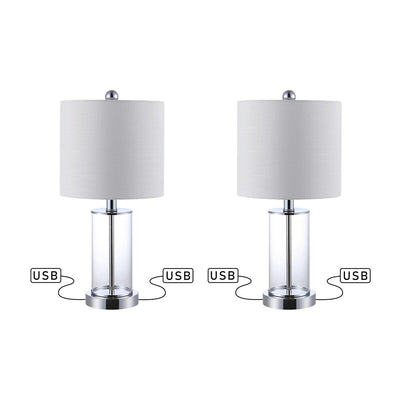 Cabell 21 Glass Modern Contemporary USB Charging LED Table Lamp, Oil Rubbed Bronze (Set of 2) by JONATHAN Y