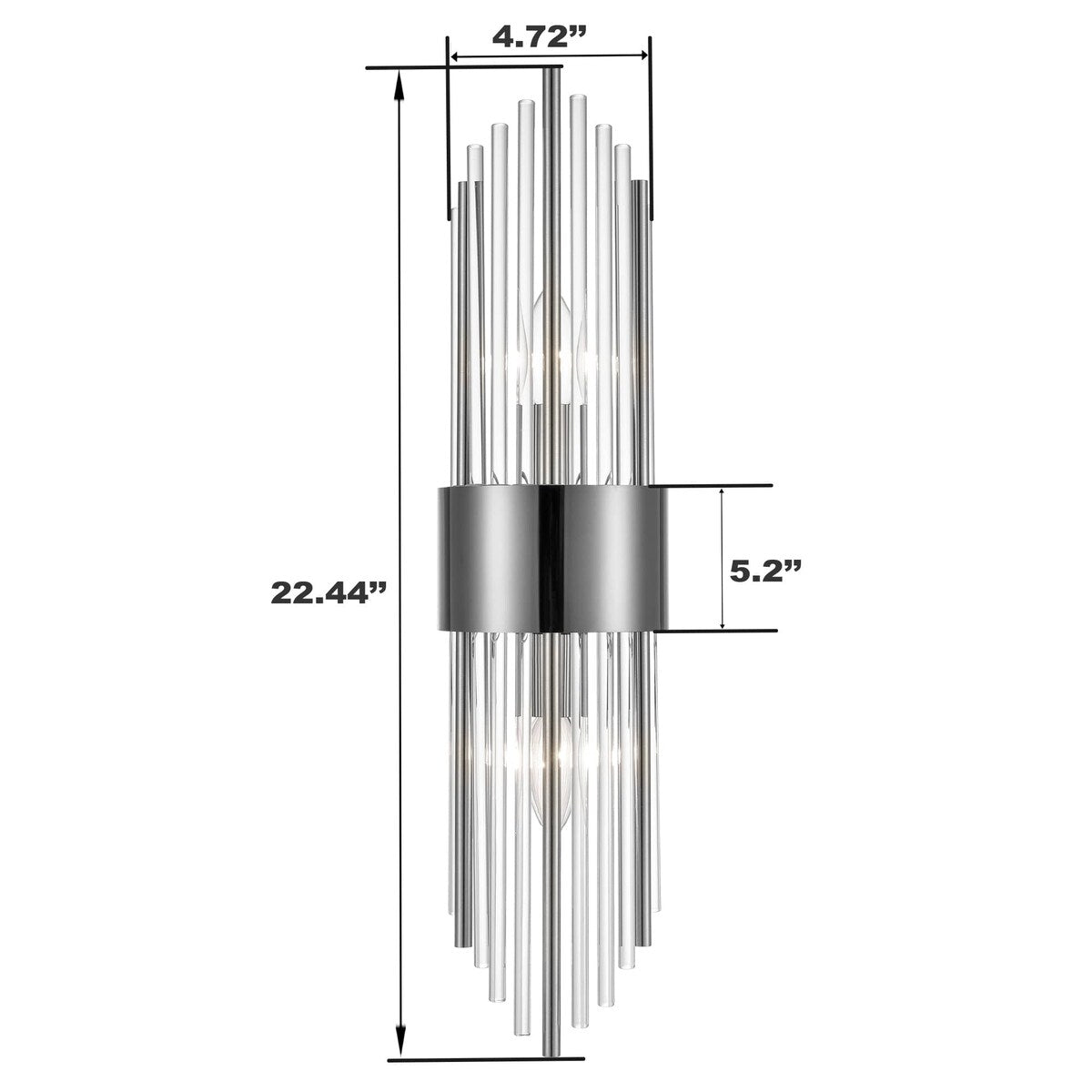 Cabrera Modern Metal Wall Sconce with Beautiful Crystal Clear Glass Rods for Bathroom Set of 2