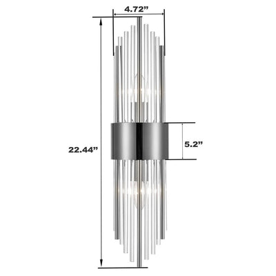 Cabrera Modern Metal Wall Sconce with Beautiful Crystal Clear Glass Rods for Bathroom Set of 2