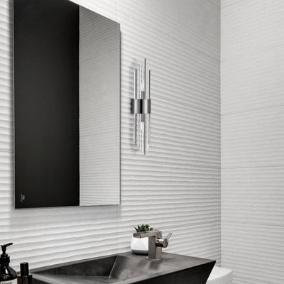Cabrera Modern Metal Wall Sconce with Beautiful Crystal Clear Glass Rods for Bathroom Set of 2