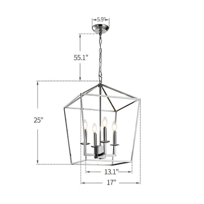 Candle Style Lantern Pendant Stairway or Kitchen Island Open Cage Chandelier - N/A