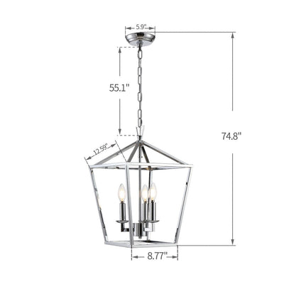 Candle Style Lantern Pendant Stairway or Kitchen Island Open Cage Chandelier - N/A