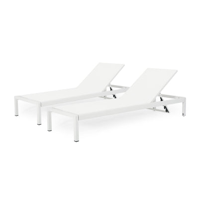 Cape Coral Outdoor Aluminum Chaise Lounge (Set of 2) by Christopher Knight Home - 77.56 D x 25.20 W x 11.80 H