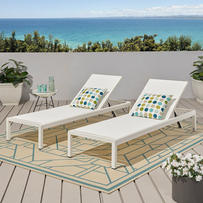 Cape Coral Outdoor Aluminum Chaise Lounge (Set of 2) by Christopher Knight Home - 77.56 D x 25.20 W x 11.80 H