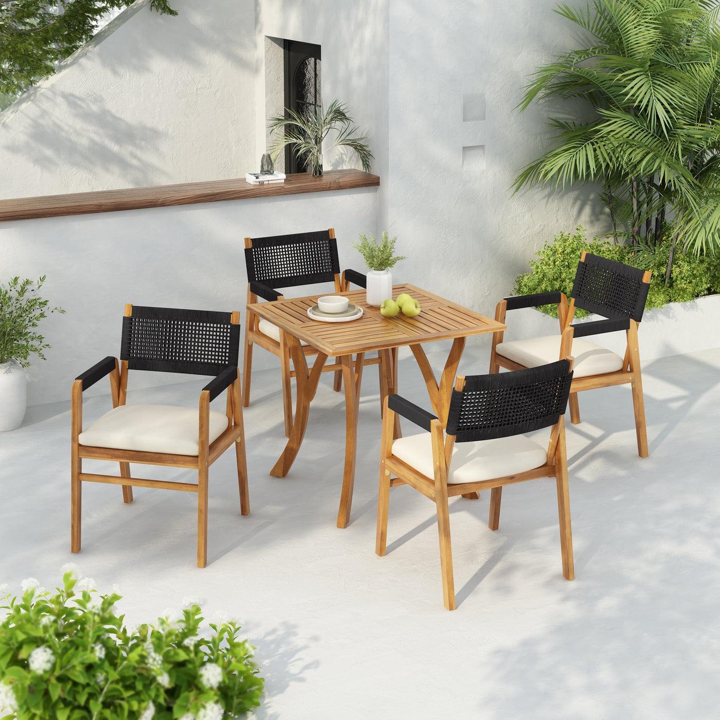 Captef Outdoor 5-piece acacia wood Dining Set by Christopher Knight Home