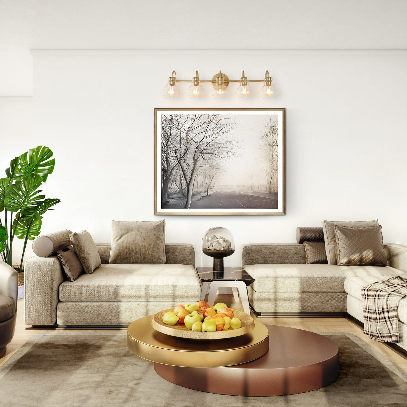 Modern Gold 3-Light Bathroom Vanity Light Orb Glass Wall Sconce