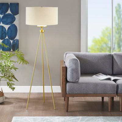 INK+IVY Pacific Metal Tripod Floor Lamp with Glass Shade