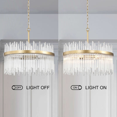 Casandra 5-light Shiny Bronze Chandelier with Clear Glass Bars - Shiny Bronze