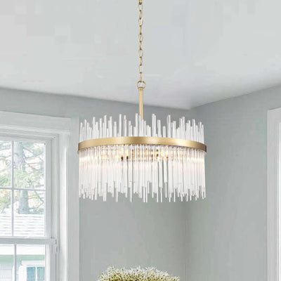 Casandra 5-light Shiny Bronze Chandelier with Clear Glass Bars - Shiny Bronze