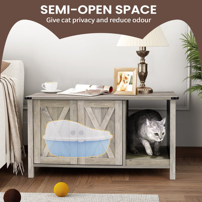 Cat Litter Box Enclosure, Hidden Wood Cat Washroom Furniture with Scratching Post