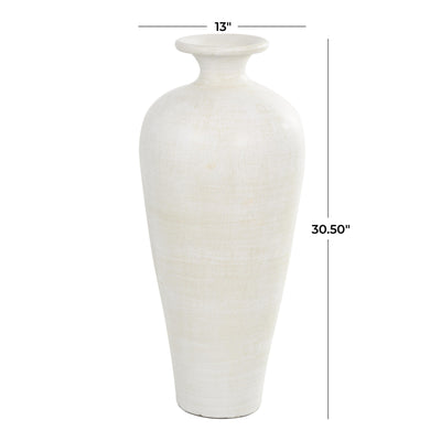 Ceramic Tall Amphora Floor Decorative Vase - White - Roche River Decor