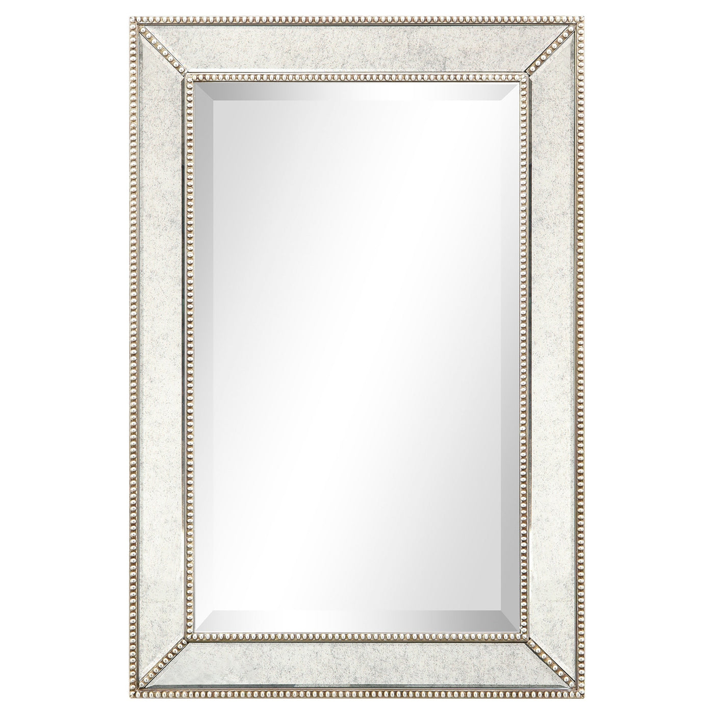 Champagne Bead Beveled Rectangular Wall Mirror - Clear
