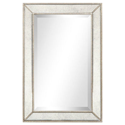 Champagne Bead Beveled Rectangular Wall Mirror - Clear