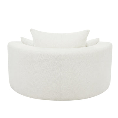 Chenille Accent Barrel Chair Lounge Chair, Round Sofa Chair Armchair with 360-Degree Swivel Base and 3 Removable Pillows